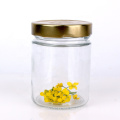 Factory 15oz food storage glass honey jar container with metal screw top